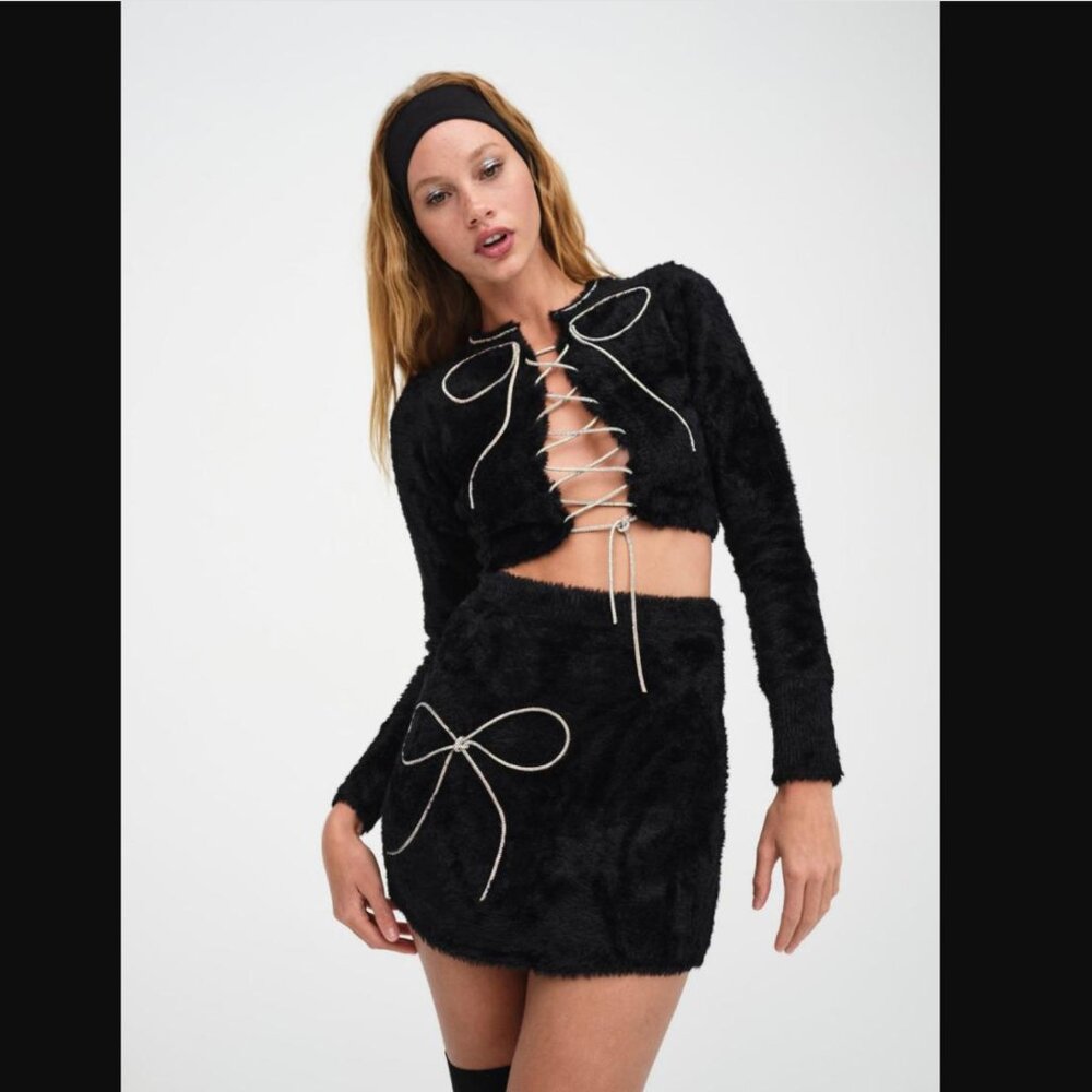For Love & Lemons Vivienne Mini Skirt Black - Picture 3 of 6